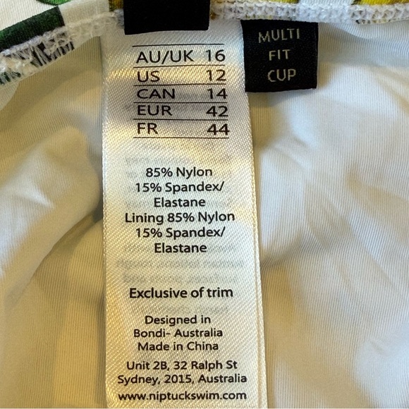 Niptuck Joanne Twist Front One Piece Swimsuit Suit Size 12 Lemon Print - Picture 8 of 13